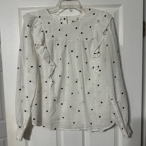 LOFT Tops - Loft Heart Smocked Ruffle Blouse